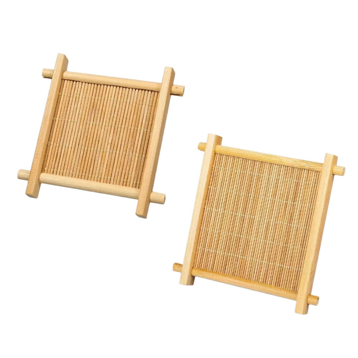 1/4Pcs Bamboo Teacup Coasters Mug Cup Square Mats Table Heat Insulated Pads for Kung Fu Tea Coffee Snack Retro Teaism