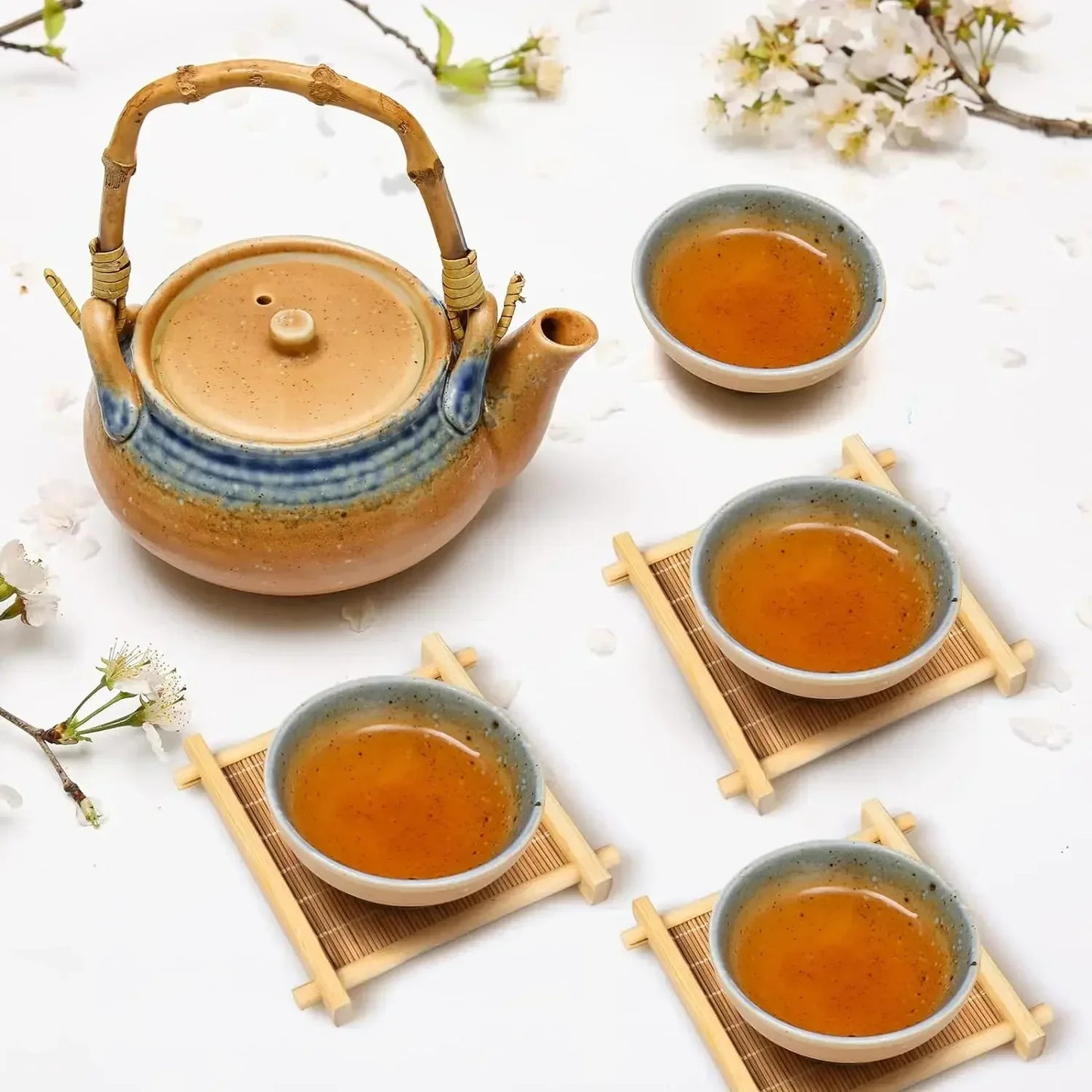 1/4Pcs Bamboo Teacup Coasters Mug Cup Square Mats Table Heat Insulated Pads for Kung Fu Tea Coffee Snack Retro Teaism