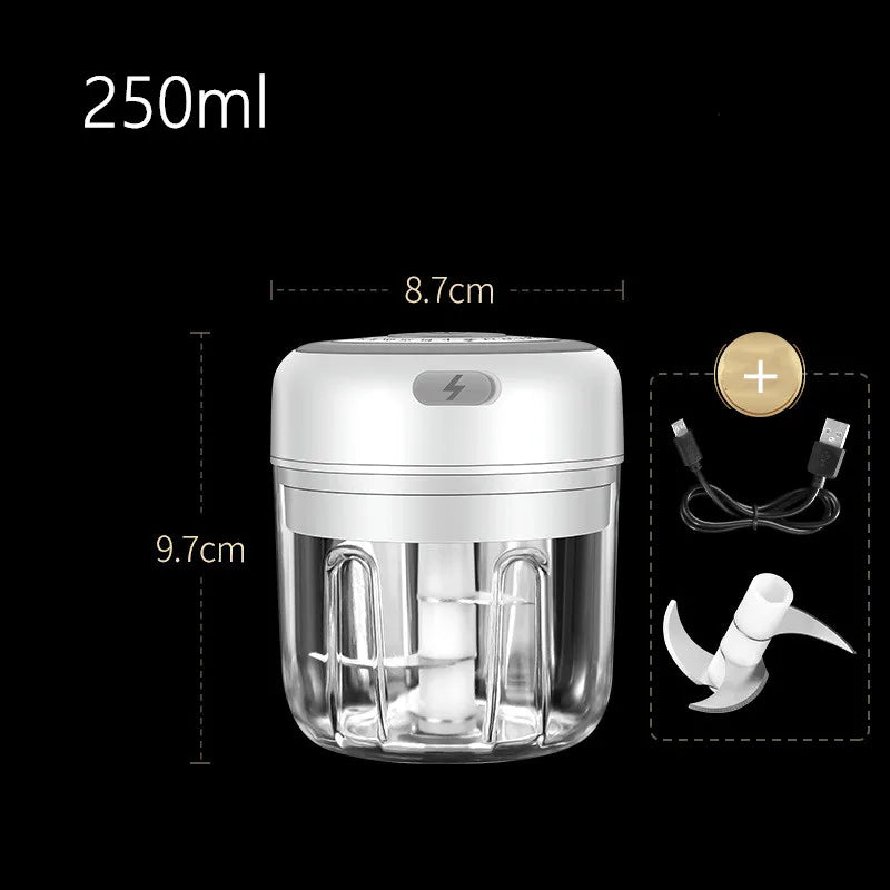 100/250mL Mini Electric Garlic Chopper Vegetable Chili Meat Ginger Masher Machine Sturdy Durable USB Charging Blenders