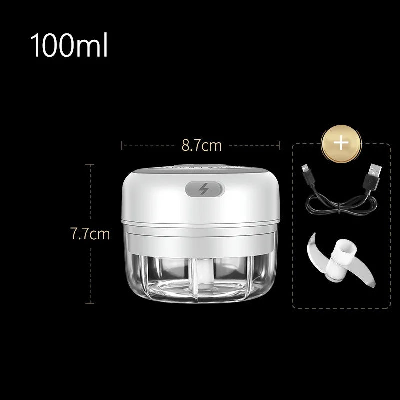 100/250mL Mini Electric Garlic Chopper Vegetable Chili Meat Ginger Masher Machine Sturdy Durable USB Charging Blenders