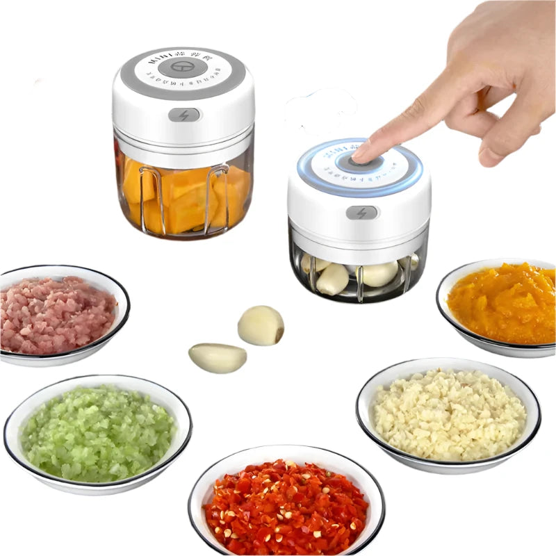 100/250mL Mini Electric Garlic Chopper Vegetable Chili Meat Ginger Masher Machine Sturdy Durable USB Charging Blenders