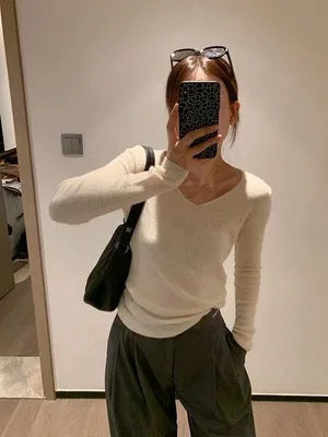 100% pure cashmere fine imitation cashmere sweater women’s cashmere sweater round neck thin knit bottom sweater