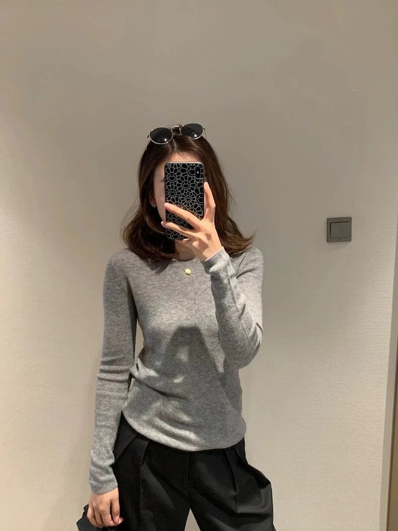 100% pure cashmere fine imitation cashmere sweater women’s cashmere sweater round neck thin knit bottom sweater