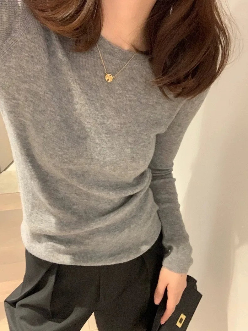 100% pure cashmere fine imitation cashmere sweater women’s cashmere sweater round neck thin knit bottom sweater