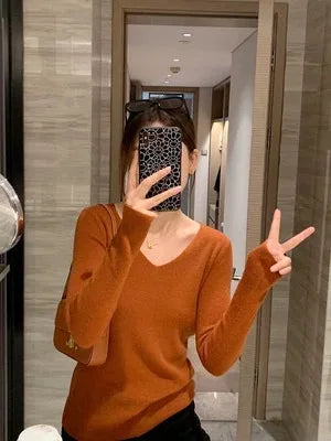 100% pure cashmere fine imitation cashmere sweater women’s cashmere sweater round neck thin knit bottom sweater