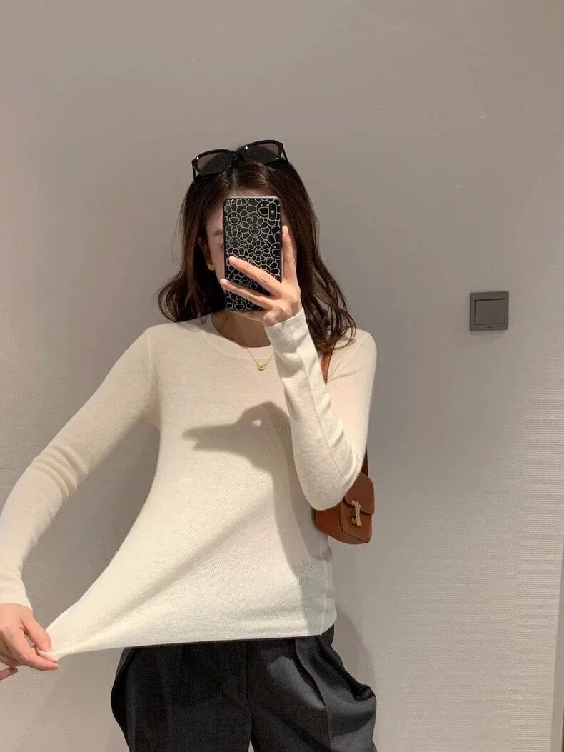 100% pure cashmere fine imitation cashmere sweater women’s cashmere sweater round neck thin knit bottom sweater