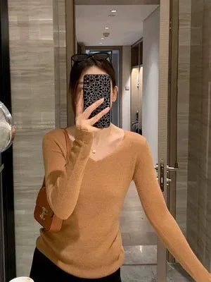 100% pure cashmere fine imitation cashmere sweater women’s cashmere sweater round neck thin knit bottom sweater