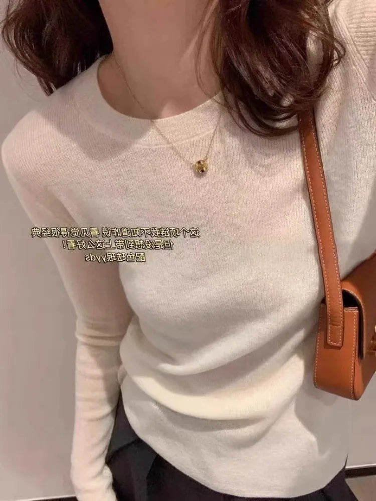 100% pure cashmere fine imitation cashmere sweater women’s cashmere sweater round neck thin knit bottom sweater