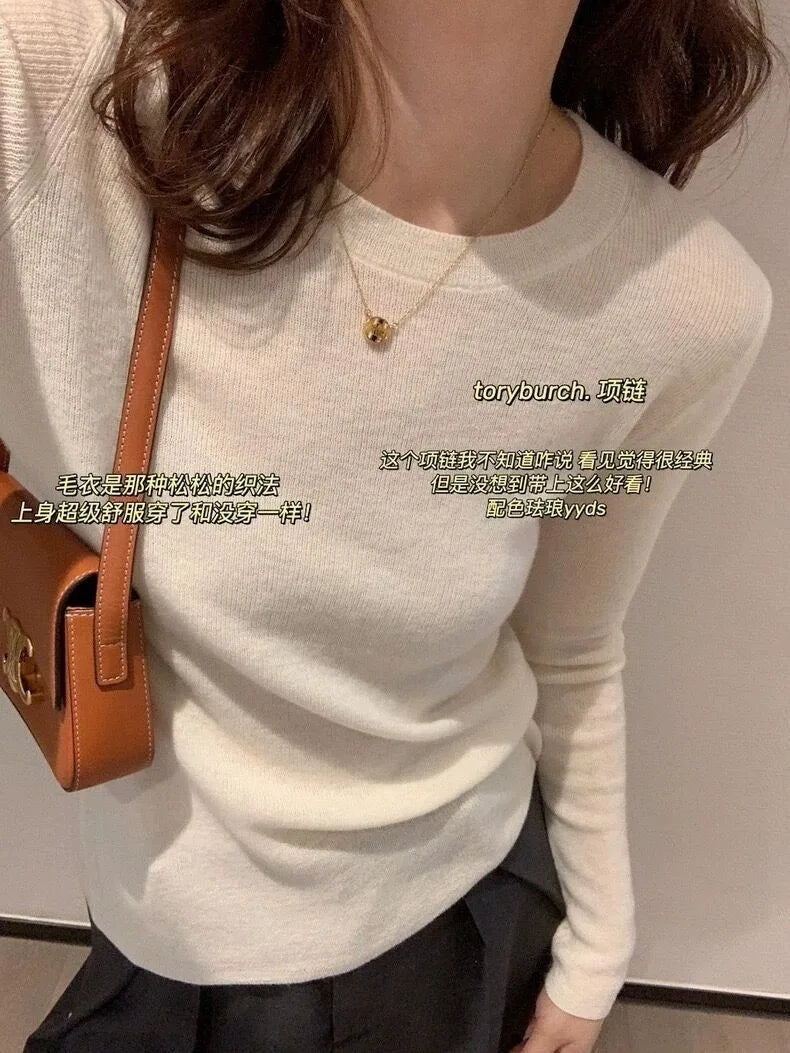 100% pure cashmere fine imitation cashmere sweater women’s cashmere sweater round neck thin knit bottom sweater