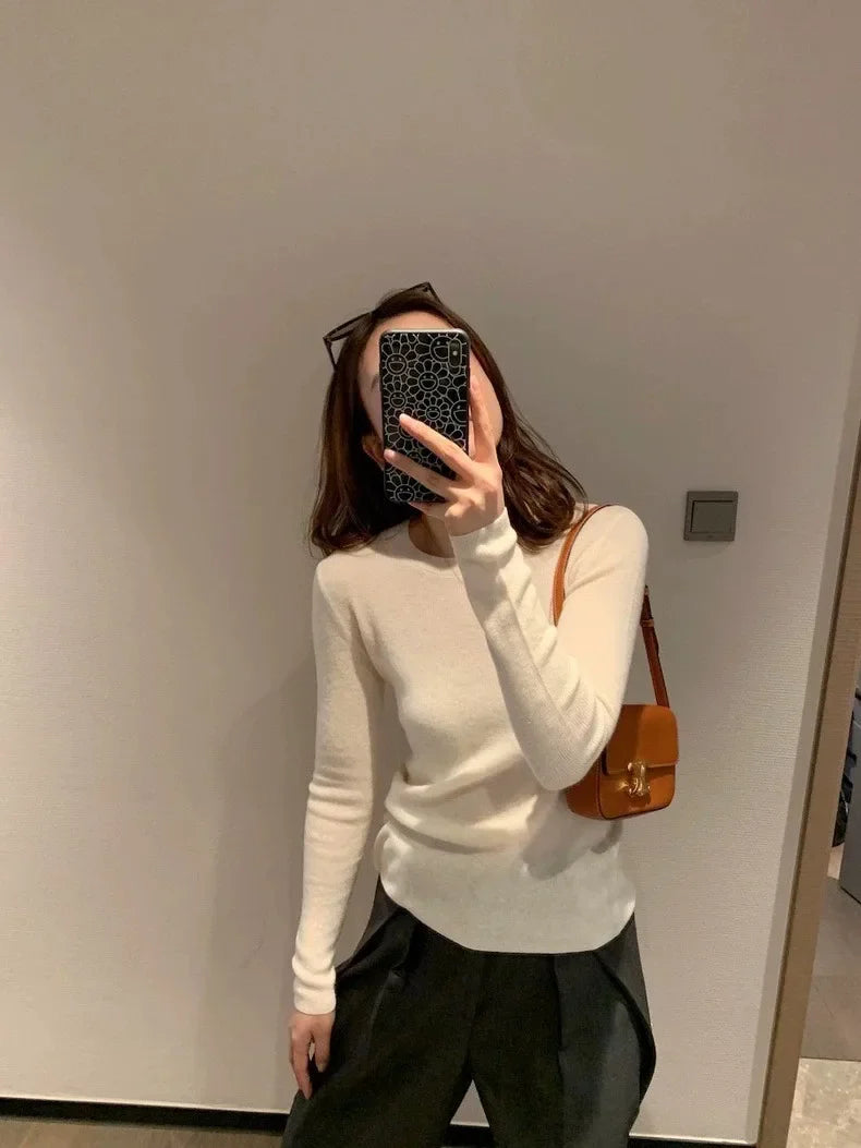 100% pure cashmere fine imitation cashmere sweater women’s cashmere sweater round neck thin knit bottom sweater