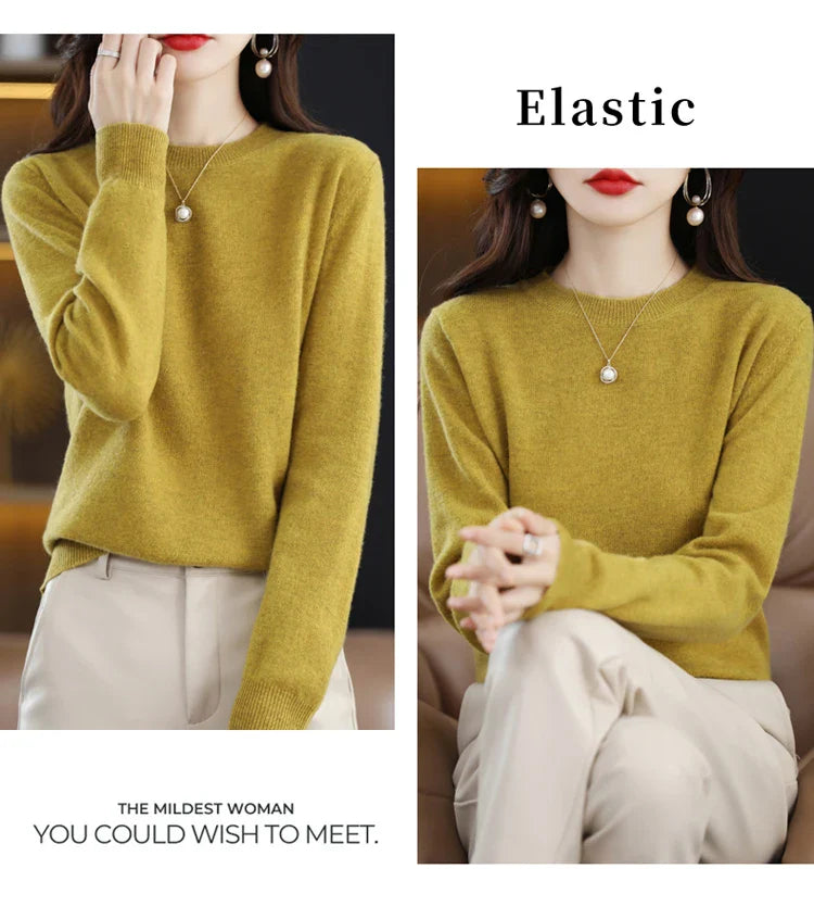 100% wool cashmere sweater women loose casual knitted round neck pullover 2022 new high quality autumn and winter