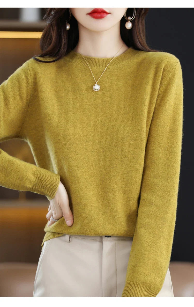 100% wool cashmere sweater women loose casual knitted round neck pullover 2022 new high quality autumn and winter