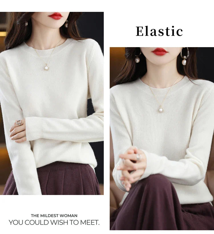 100% wool cashmere sweater women loose casual knitted round neck pullover 2022 new high quality autumn and winter