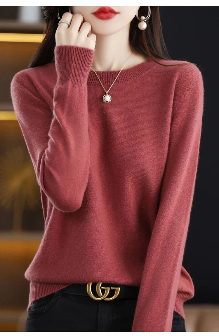 100% wool cashmere sweater women loose casual knitted round neck pullover 2022 new high quality autumn and winter