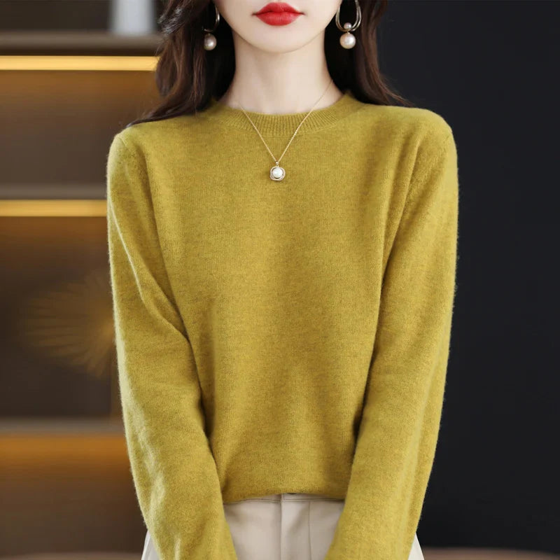 100% wool cashmere sweater women loose casual knitted round neck pullover 2022 new high quality autumn and winter