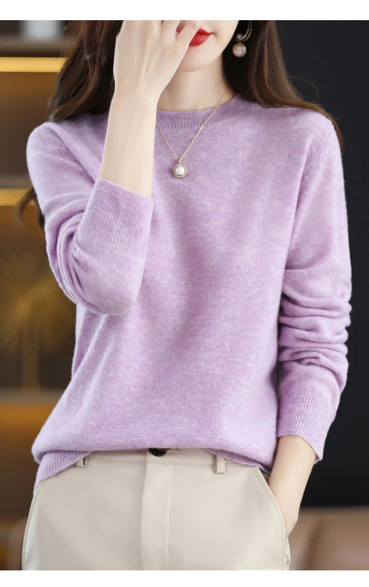 100% wool cashmere sweater women loose casual knitted round neck pullover 2022 new high quality autumn and winter