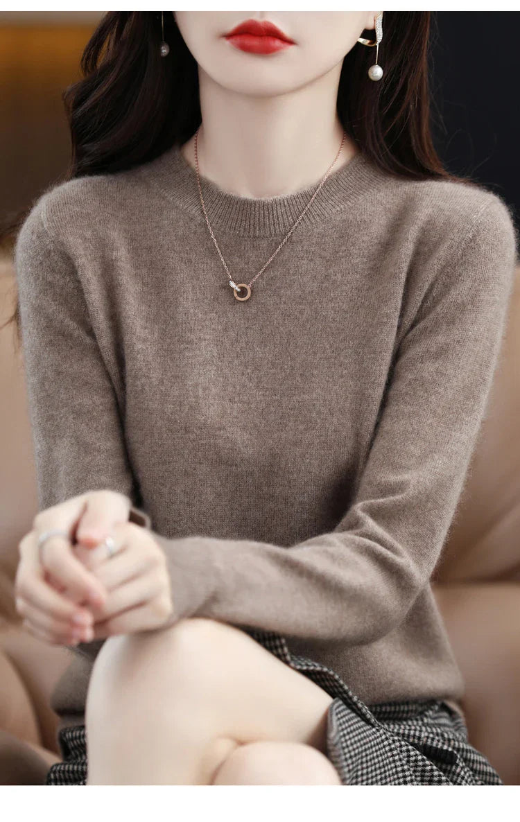 100% wool cashmere sweater women loose casual knitted round neck pullover 2022 new high quality autumn and winter