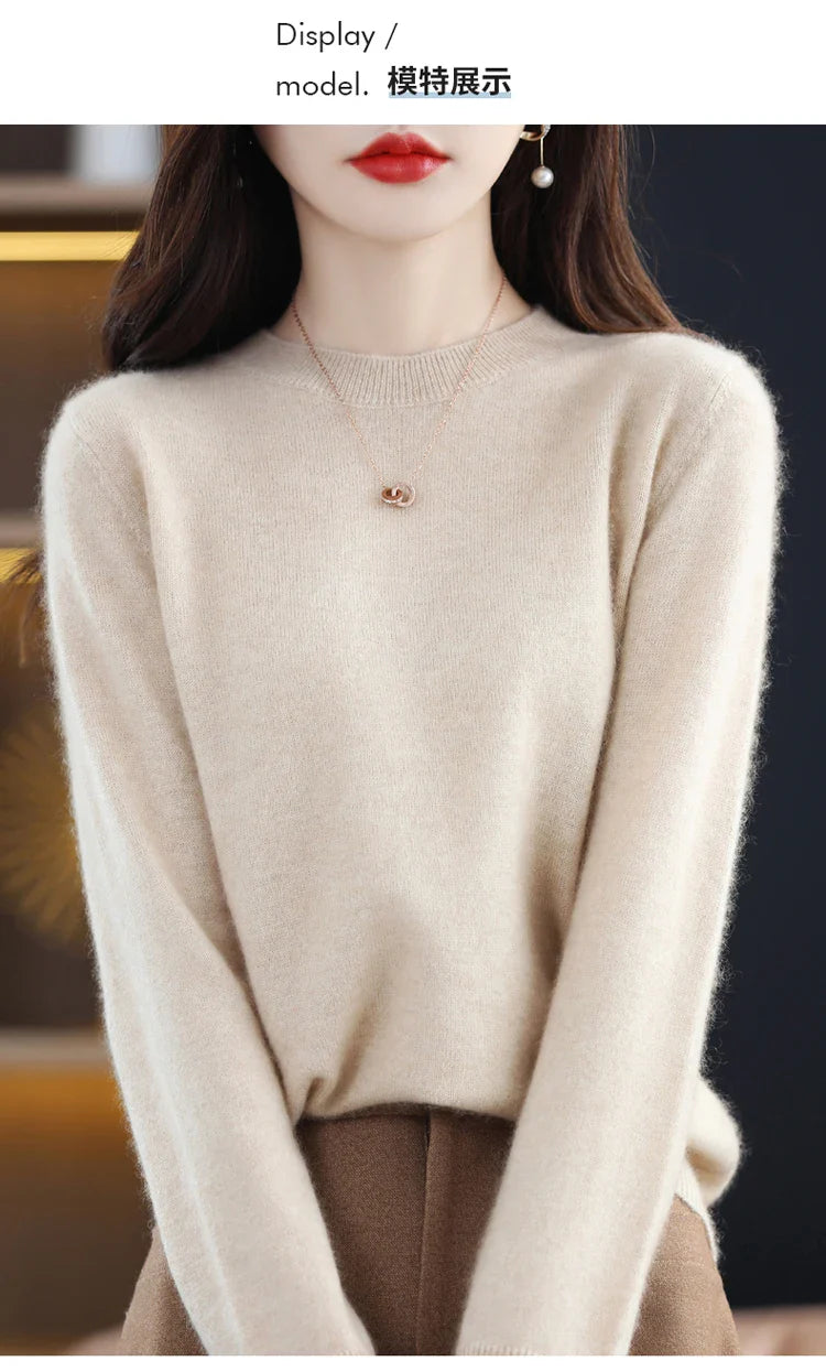 100% wool cashmere sweater women loose casual knitted round neck pullover 2022 new high quality autumn and winter