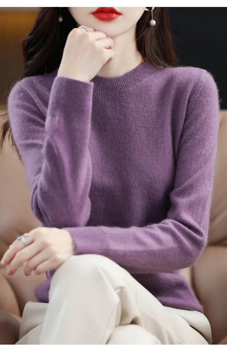 100% wool cashmere sweater women loose casual knitted round neck pullover 2022 new high quality autumn and winter