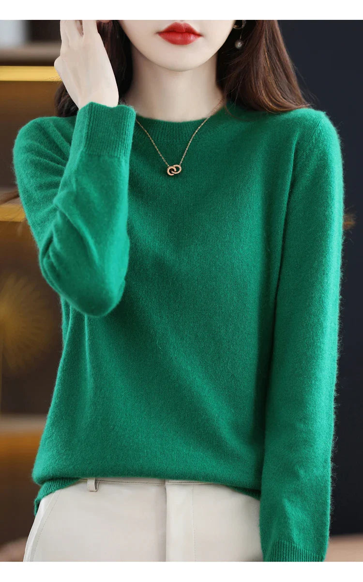 100% wool cashmere sweater women loose casual knitted round neck pullover 2022 new high quality autumn and winter