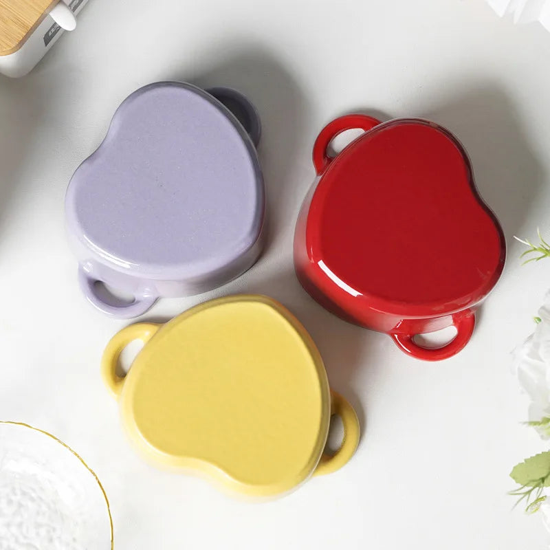 10CM Heart Shaped Red Dutch Oven Small Enameled Cast Iron Pot With Lid Saucepan Casserole Kitchen Accessories Cooking