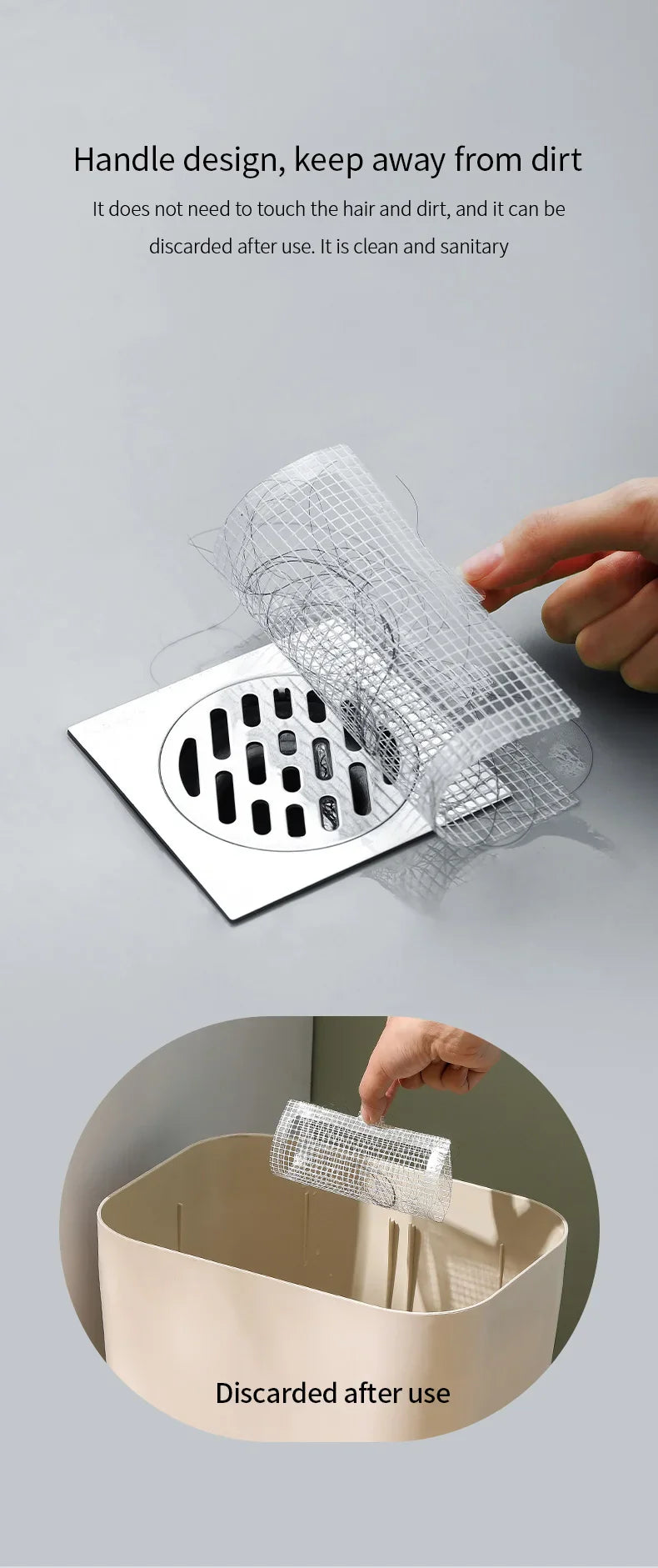 10PCS Disposable Shower Drain Hair Catcher Mesh Stickers Bathroom Hair Filter Net Anti-blocking Kitchen Drain Cover