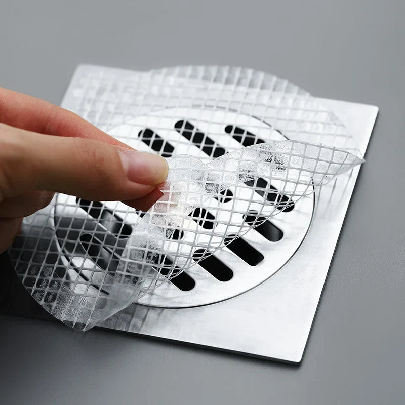 10PCS Disposable Shower Drain Hair Catcher Mesh Stickers Bathroom Hair Filter Net Anti-blocking Kitchen Drain Cover