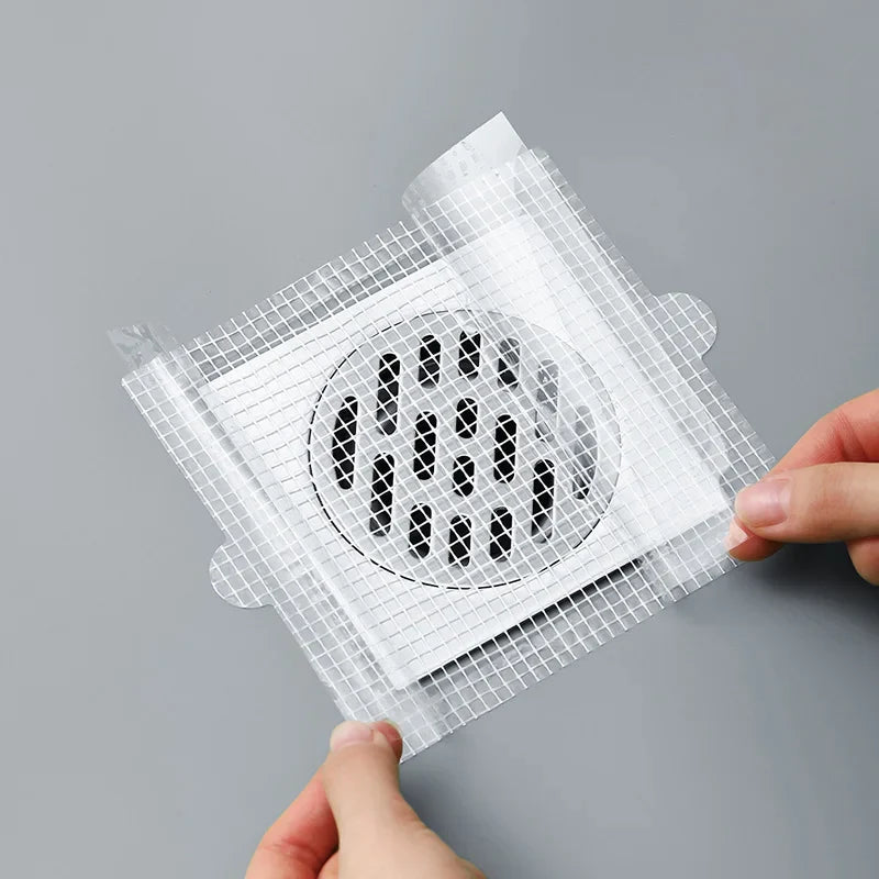 10PCS Disposable Shower Drain Hair Catcher Mesh Stickers Bathroom Hair Filter Net Anti-blocking Kitchen Drain Cover