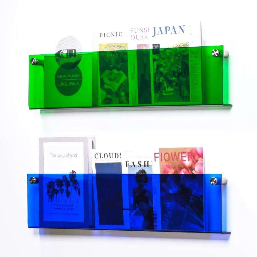 12 Color Acrylic Brochure Holder Wall Mount Magazine Rack Pamphlet Stand Floating Bookshelves Hang Display Literature