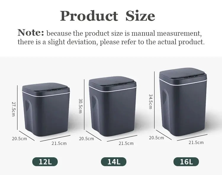 16L Automatic Sensor Trash Can Electric Touchless Smart Bin Kitchen Bathroom Waterproof Bucket Garbage With Lid Home