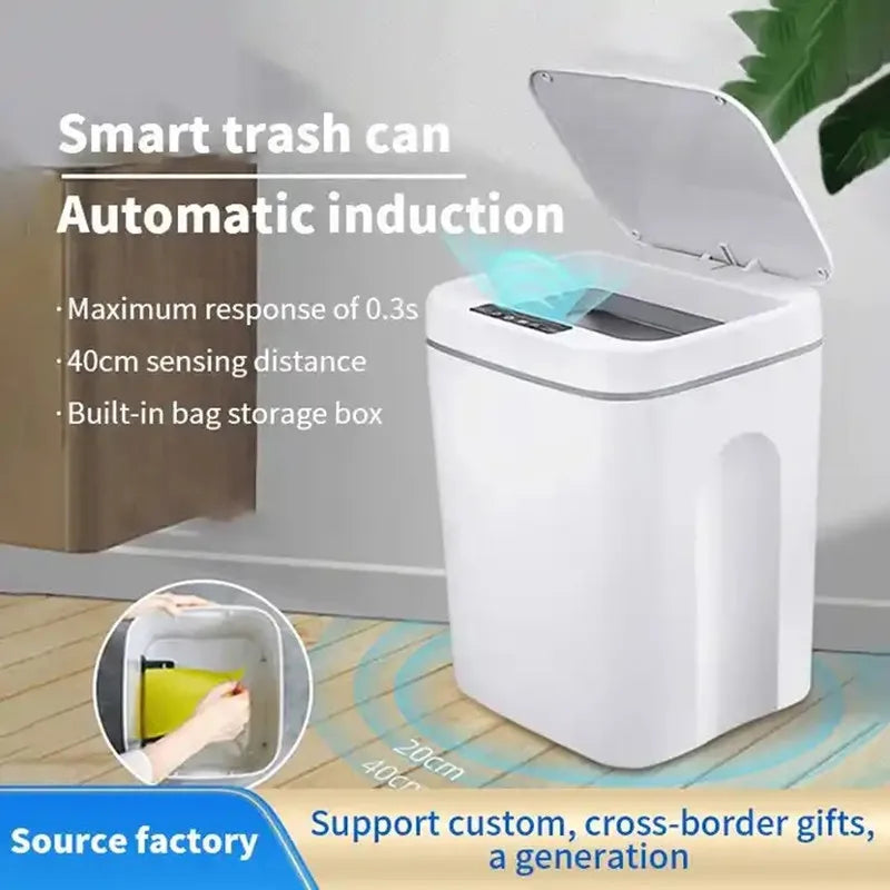 16L Automatic Sensor Trash Can Electric Touchless Smart Bin Kitchen Bathroom Waterproof Bucket Garbage With Lid Home