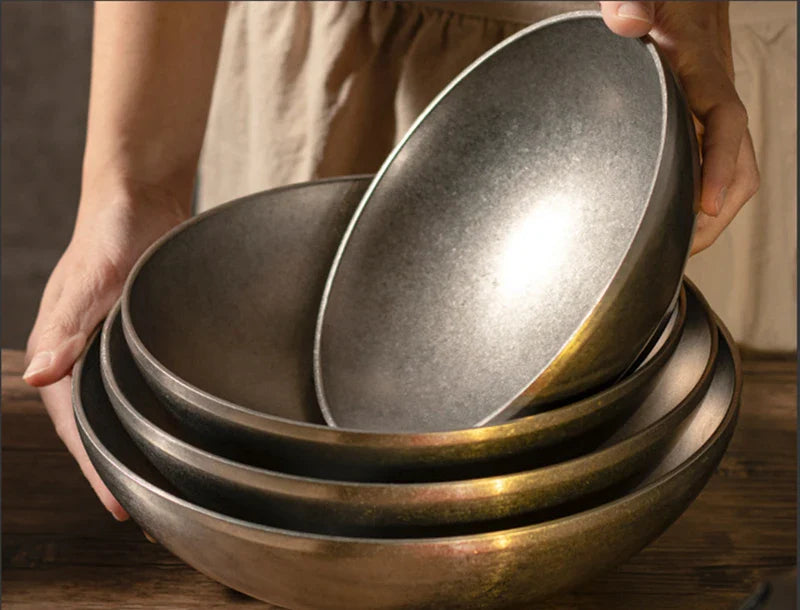 18-24cm 304 Stainless Steel Kitchen Bowls Snowflake Gray Tableware Ramen Bowls Salad Dessert Soup Bowl Anti-scalding