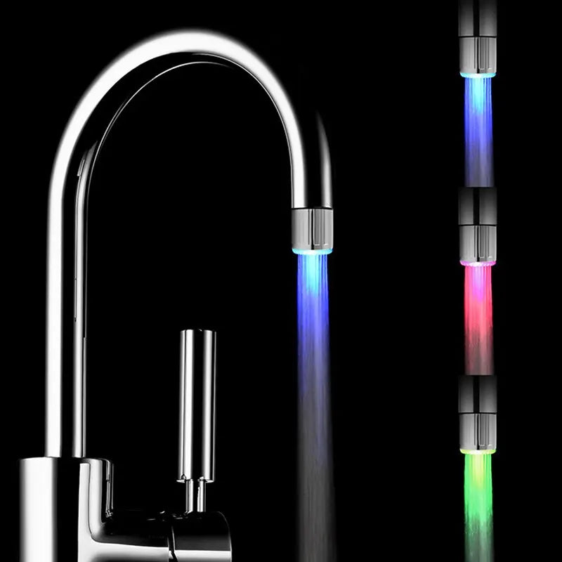 1pc Bathroom LED 3-Color Light-up Faucet Kitchen Glow Water Saving Faucet Aerator Nozzle Shower - Colorful