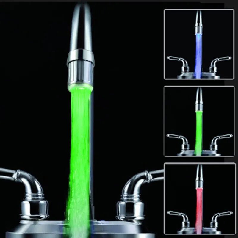 1pc Bathroom LED 3-Color Light-up Faucet Kitchen Glow Water Saving Faucet Aerator Nozzle Shower - Colorful