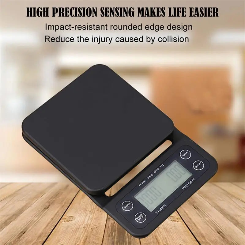 1pc Black Precision Coffee Dropping Scale 0.1g Coffee Dropping Scale With Timer Digital Kitchen Scale High Precision