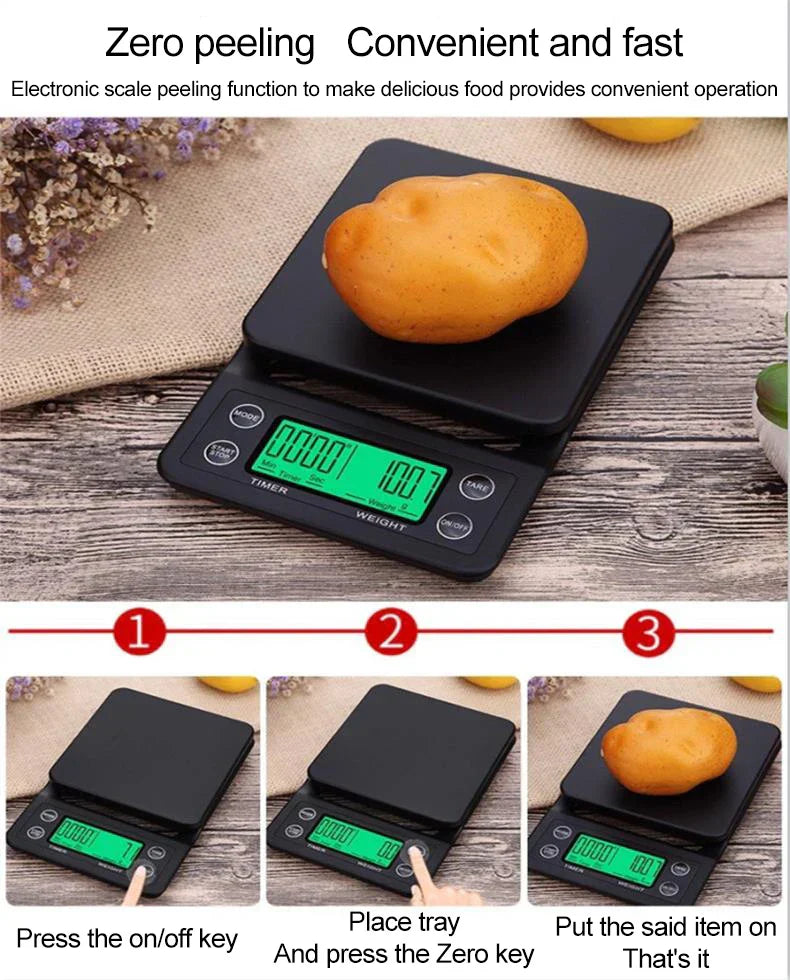 1pc Black Precision Coffee Dropping Scale 0.1g Coffee Dropping Scale With Timer Digital Kitchen Scale High Precision