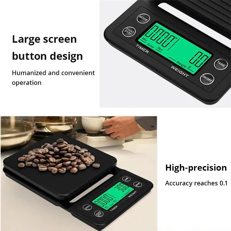 1pc Black Precision Coffee Dropping Scale 0.1g Coffee Dropping Scale With Timer Digital Kitchen Scale High Precision