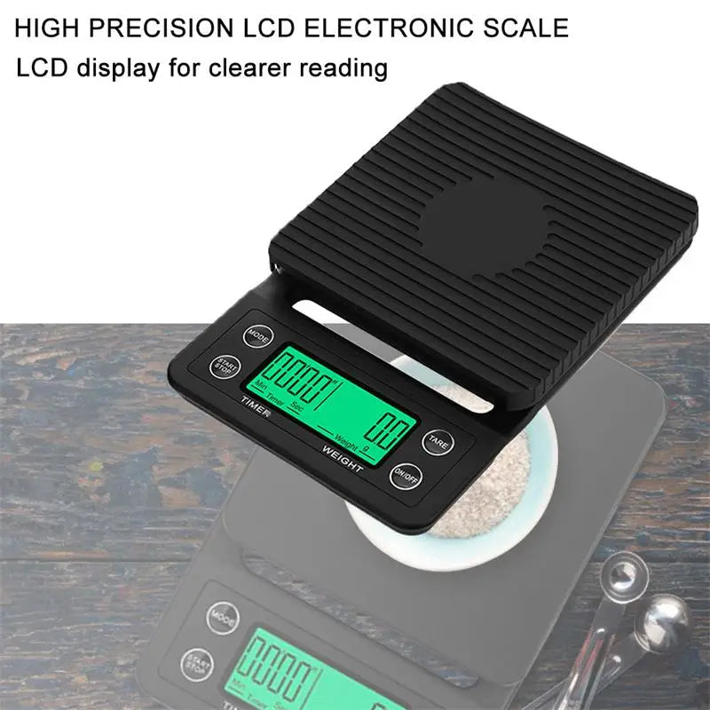 1pc Black Precision Coffee Dropping Scale 0.1g Coffee Dropping Scale With Timer Digital Kitchen Scale High Precision