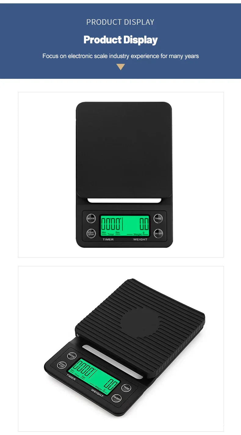 1pc Black Precision Coffee Dropping Scale 0.1g Coffee Dropping Scale With Timer Digital Kitchen Scale High Precision