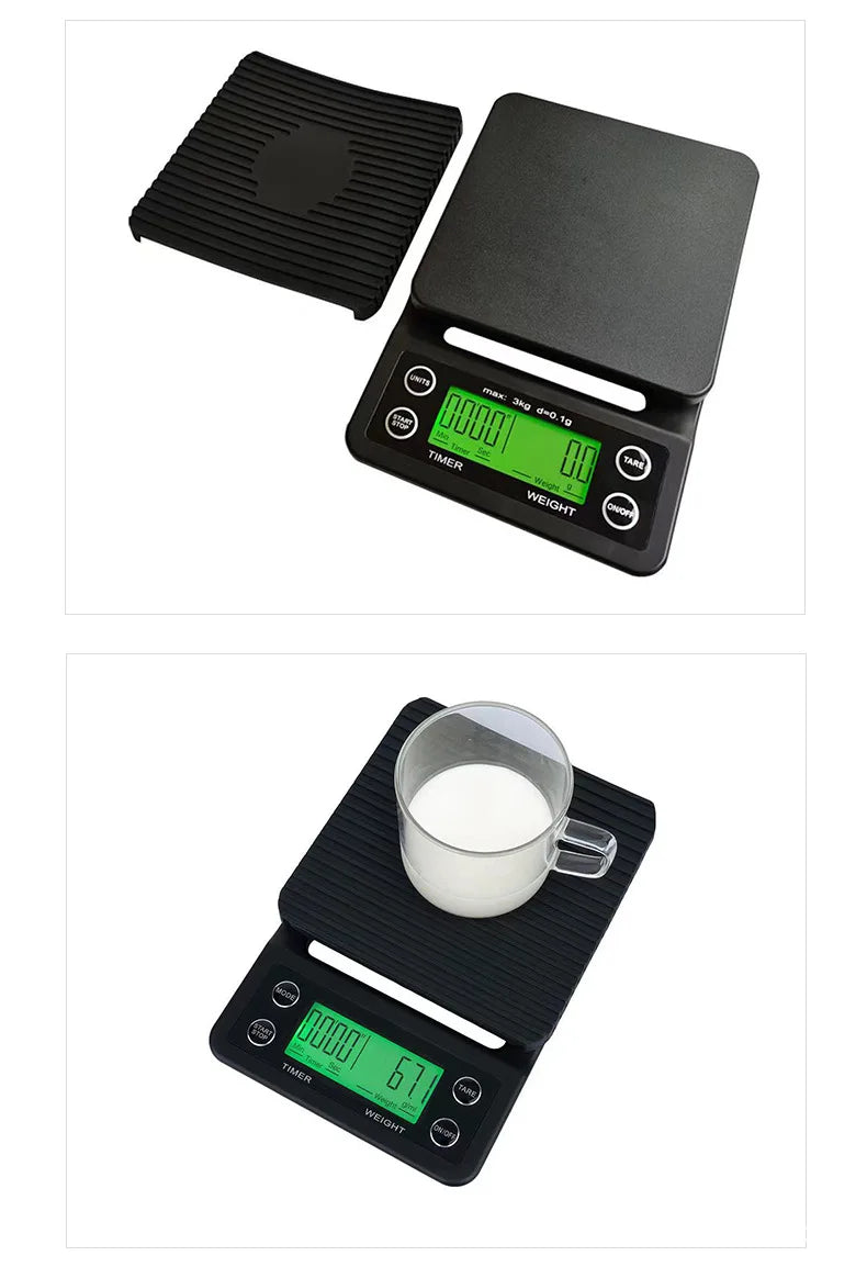 1pc Black Precision Coffee Dropping Scale 0.1g Coffee Dropping Scale With Timer Digital Kitchen Scale High Precision