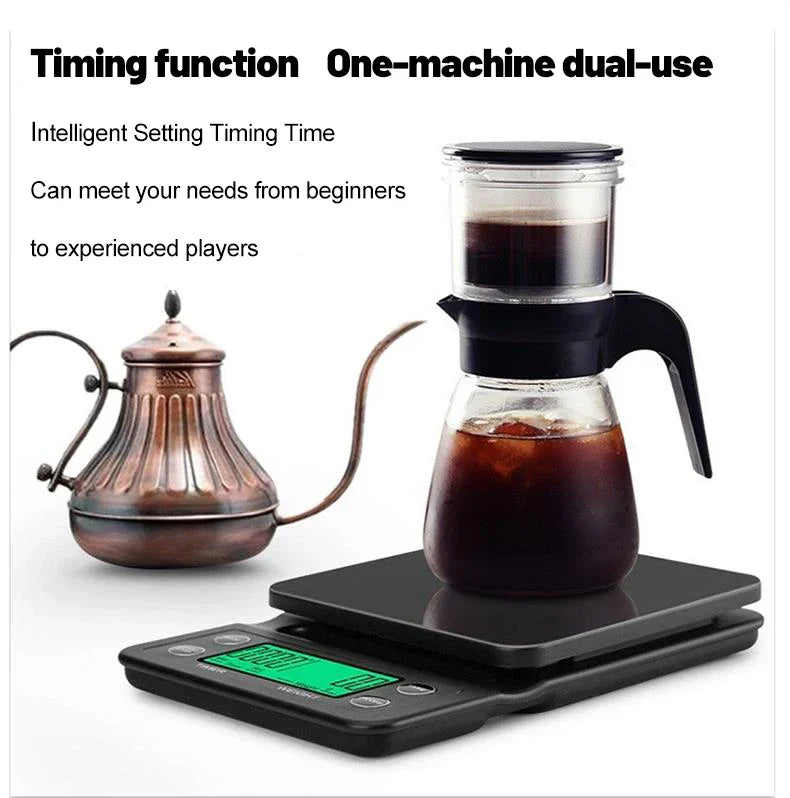 1pc Black Precision Coffee Dropping Scale 0.1g Coffee Dropping Scale With Timer Digital Kitchen Scale High Precision