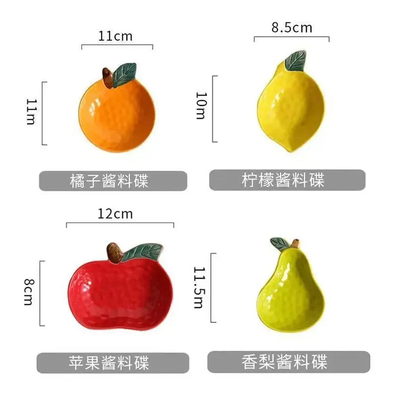 1pc Ceramic Orange Lemon Seasoning Dish Kitchen Creative Fruit Shape Sauce Vinegar Dishes Plate Irregular Dipping