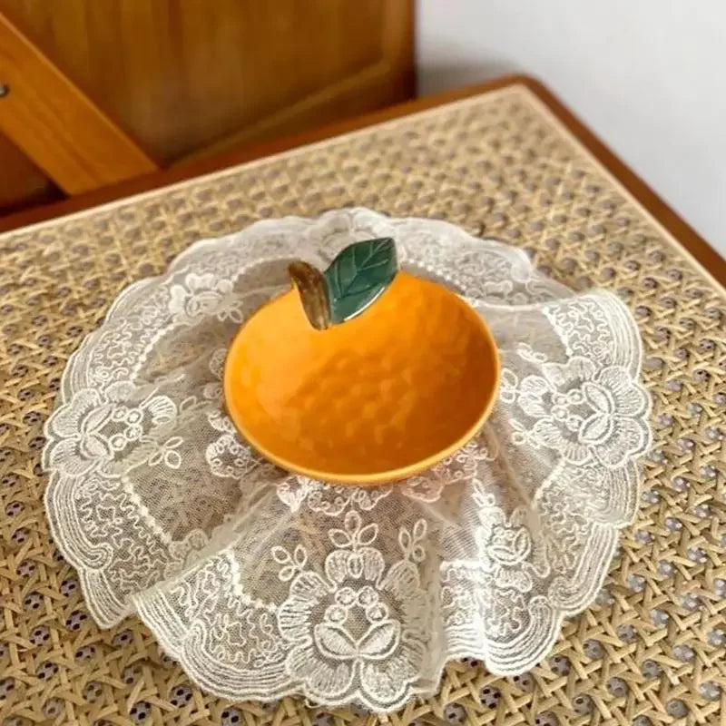 1pc Ceramic Orange Lemon Seasoning Dish Kitchen Creative Fruit Shape Sauce Vinegar Dishes Plate Irregular Dipping