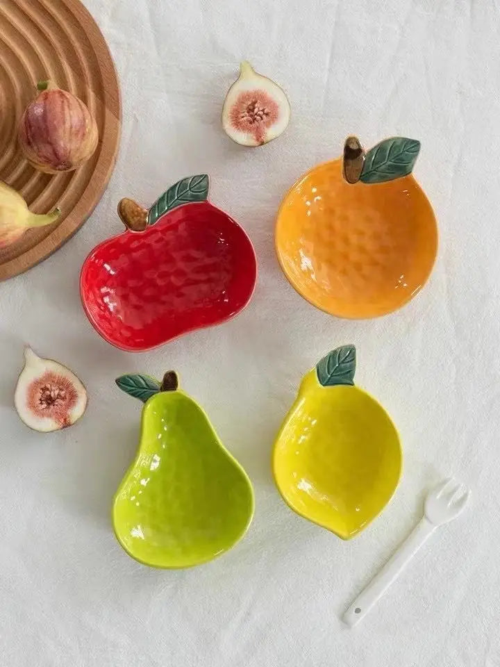 1pc Ceramic Orange Lemon Seasoning Dish Kitchen Creative Fruit Shape Sauce Vinegar Dishes Plate Irregular Dipping