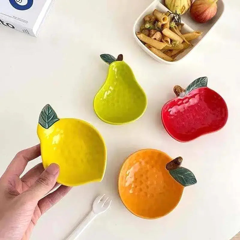 1pc Ceramic Orange Lemon Seasoning Dish Kitchen Creative Fruit Shape Sauce Vinegar Dishes Plate Irregular Dipping