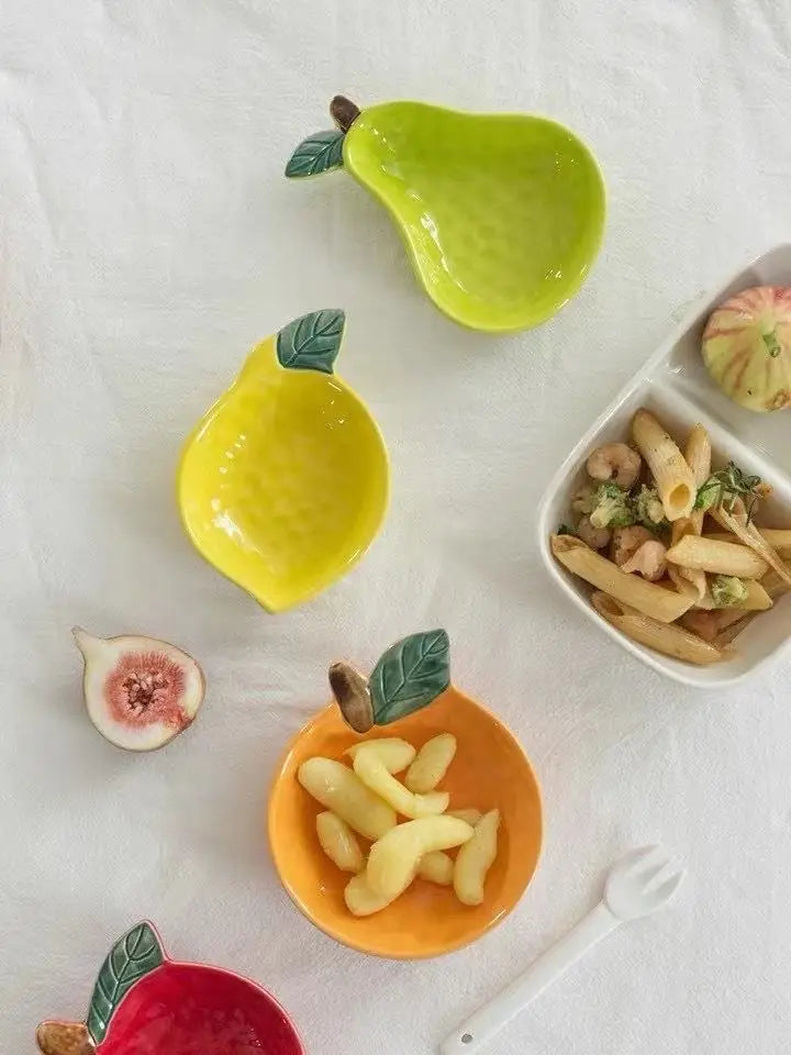 1pc Ceramic Orange Lemon Seasoning Dish Kitchen Creative Fruit Shape Sauce Vinegar Dishes Plate Irregular Dipping