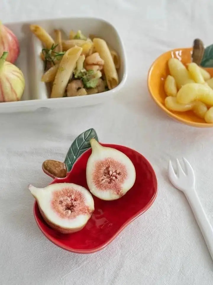 1pc Ceramic Orange Lemon Seasoning Dish Kitchen Creative Fruit Shape Sauce Vinegar Dishes Plate Irregular Dipping