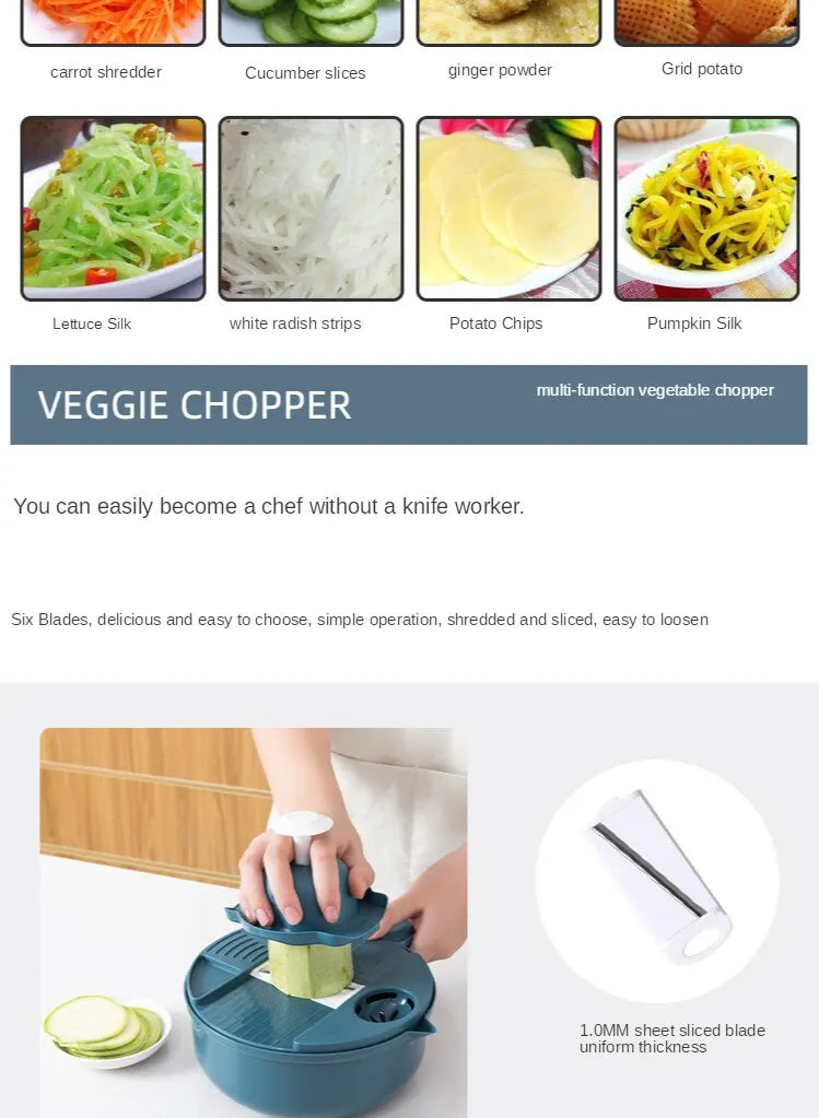 1pc Green/Blue/Pink Manually Cut Shred Grater Salad Vegetable Chopper Carrots Potatoes For Kitchen Convenience