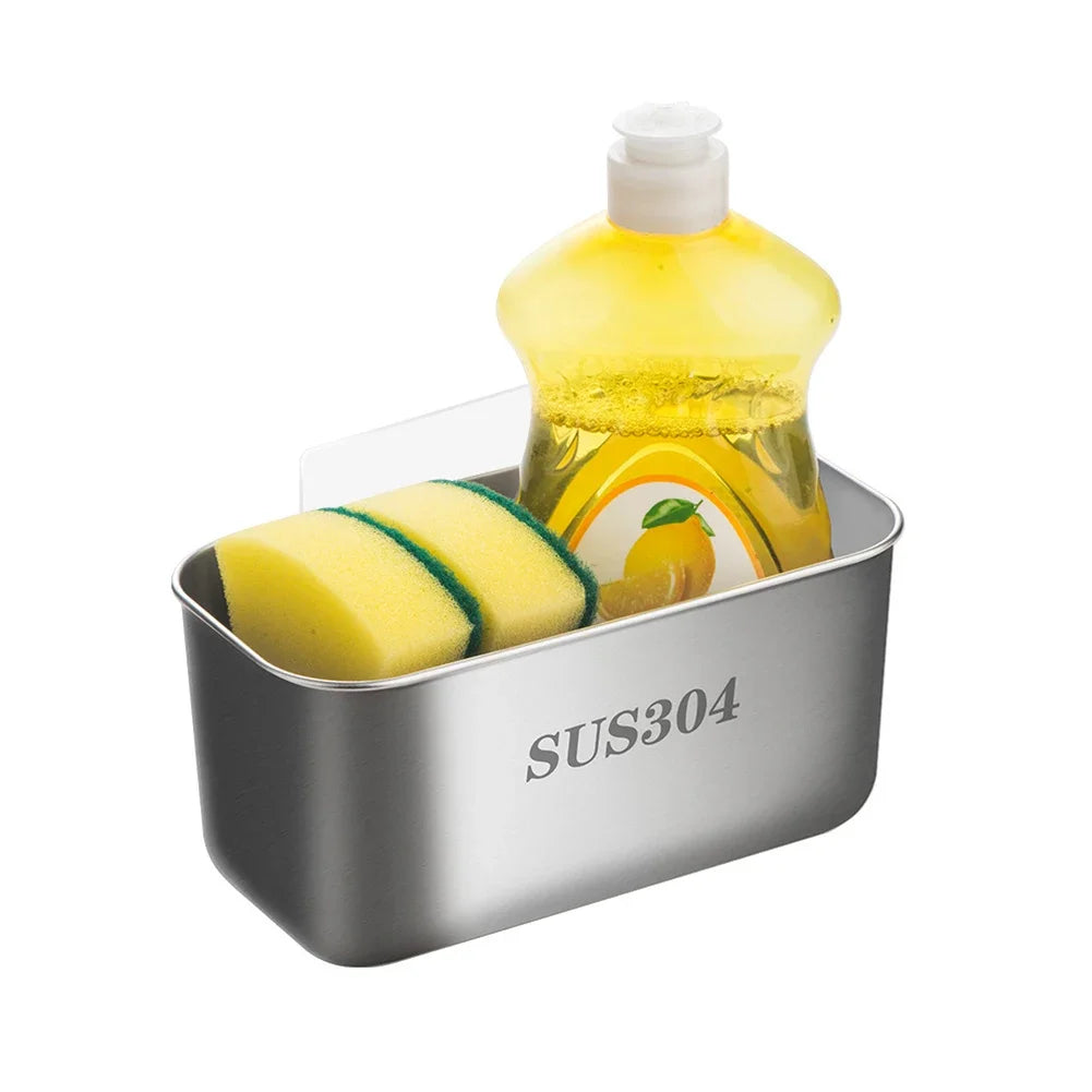 1Pc Kitchen Sink strainer Sink Drain basket Stainless Steel Holder W/ Hook Storage Basket Cutlery Holder For Washing