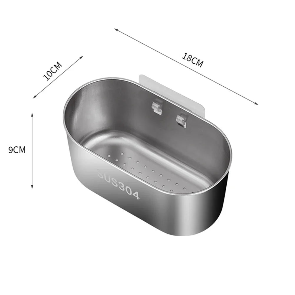 1Pc Kitchen Sink strainer Sink Drain basket Stainless Steel Holder W/ Hook Storage Basket Cutlery Holder For Washing